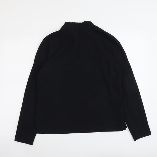 NEXT Womens Black Polyester Basic Blouse Size 14 Mock Neck