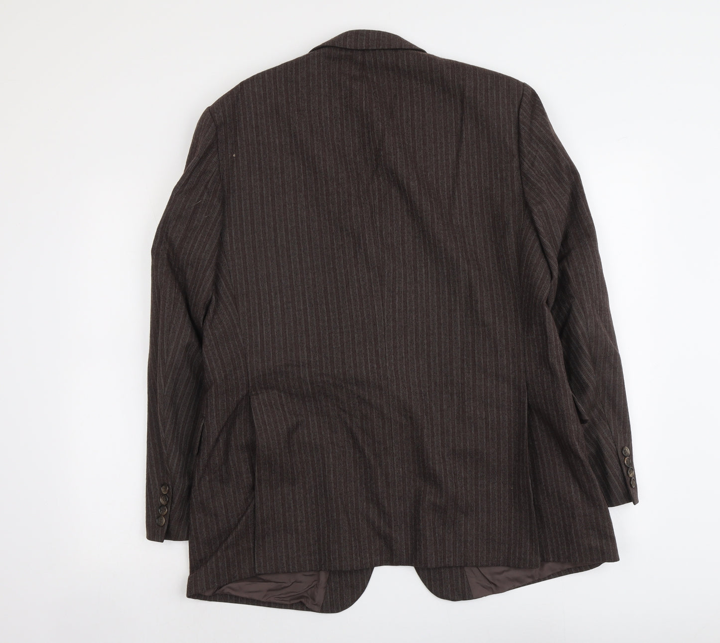 Marks and Spencer Mens Brown Striped Wool Jacket Suit Jacket Size L Regular