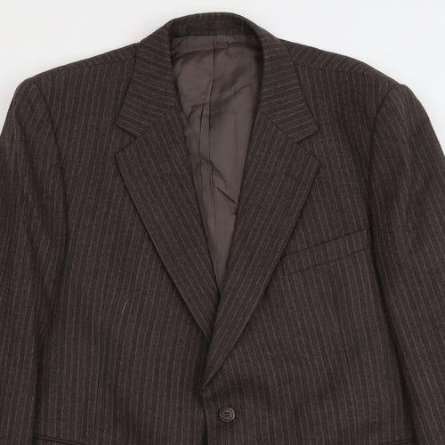 Marks and Spencer Mens Brown Striped Wool Jacket Suit Jacket Size L Regular