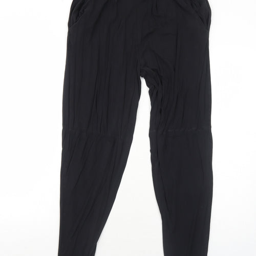 Capsule Womens Black Viscose Jogger Trousers Size 12 Regular - Elastic Waist