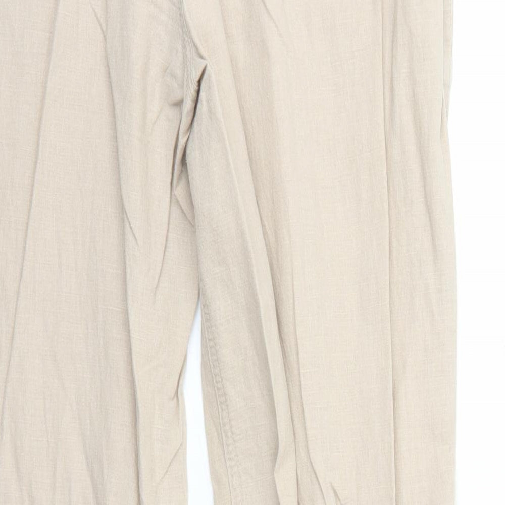 E-vie Womens Beige Linen Trousers Size 12 Regular Zip