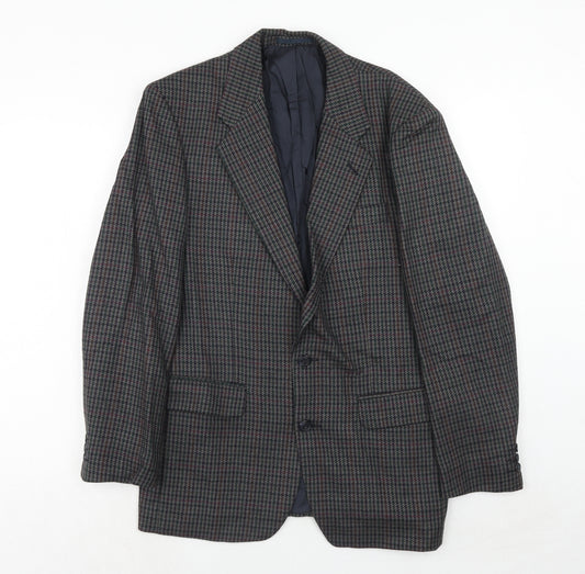 St.Michael Mens Grey Geometric Wool Jacket Blazer Size 38 Regular