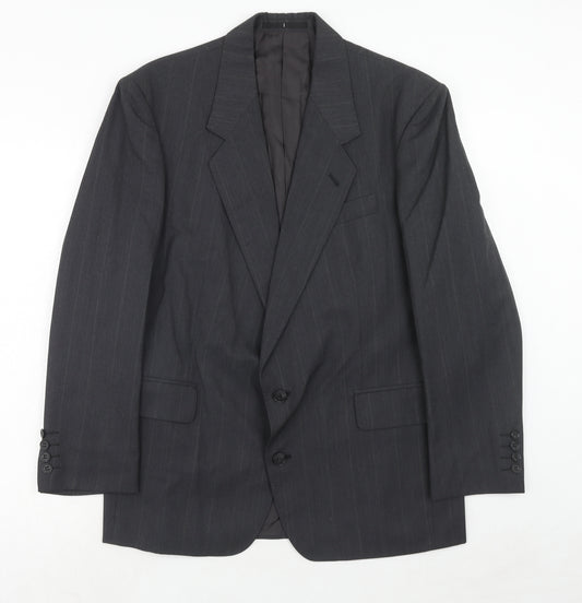 Time & Co Mens Grey Striped Polyester Jacket Suit Jacket Size 40 Regular