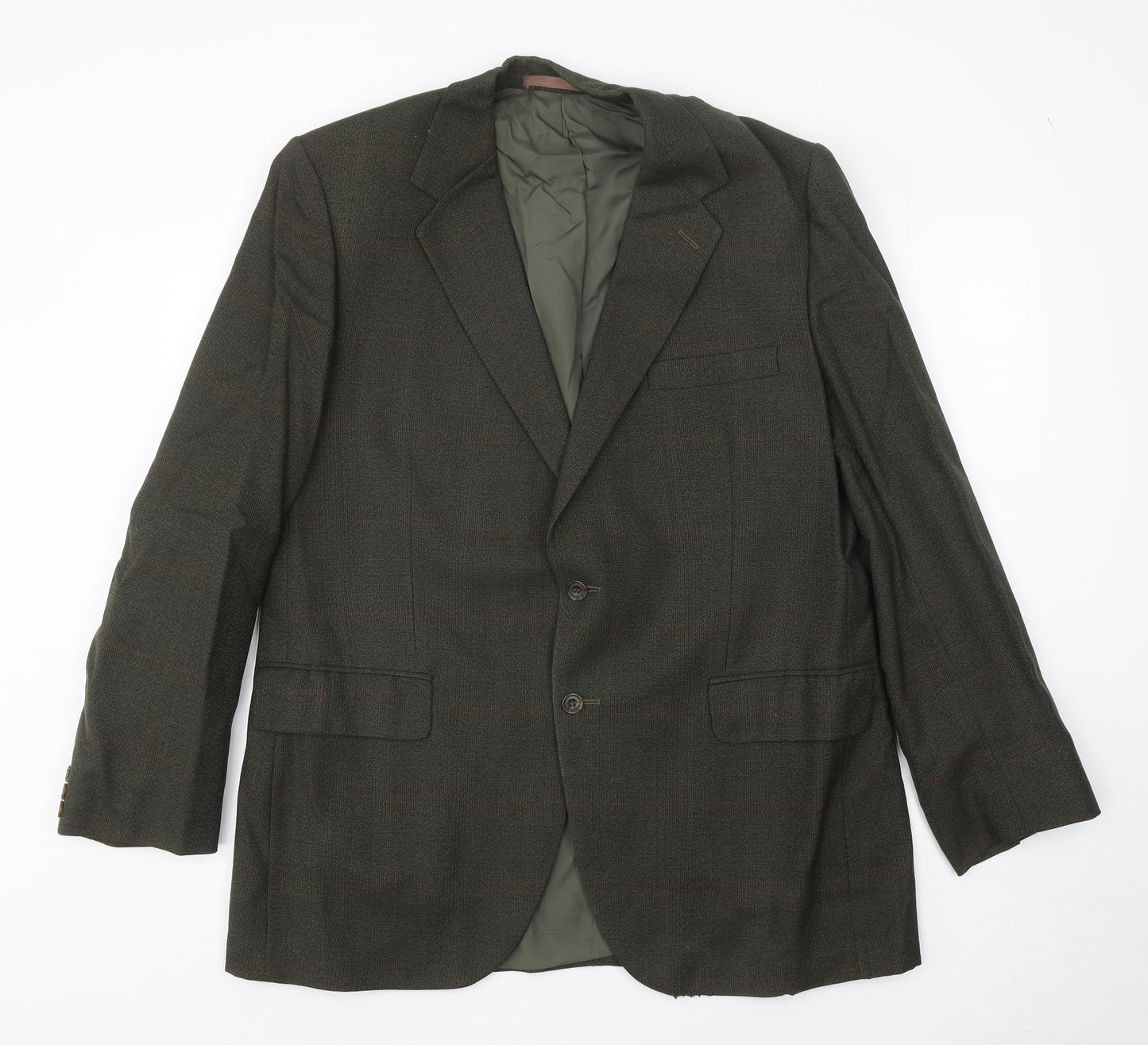 Dunn & Co Mens Green Check Wool Jacket Blazer Size 42 Regular