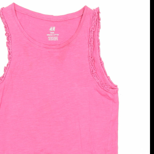 H&M Girls Pink Cotton Basic Tank Size 9-10 Years Round Neck Pullover