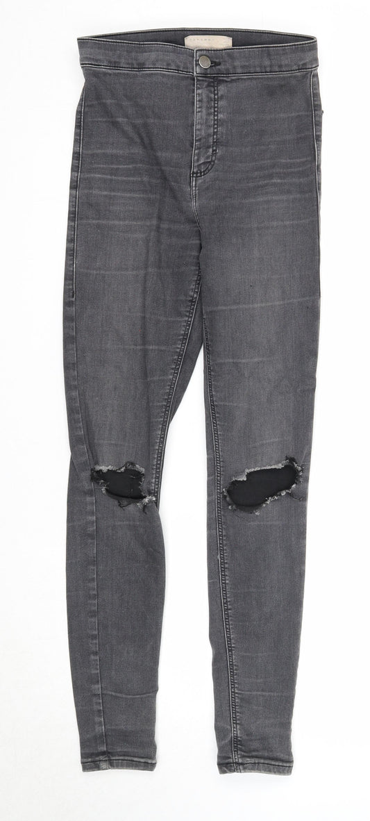 Topshop Womens Grey Cotton Skinny Jeans Size 24 in L32 in Regular Zip