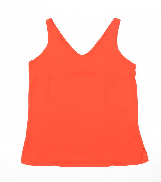 Wallis Womens Orange Polyester Basic Tank Size 10 V-Neck