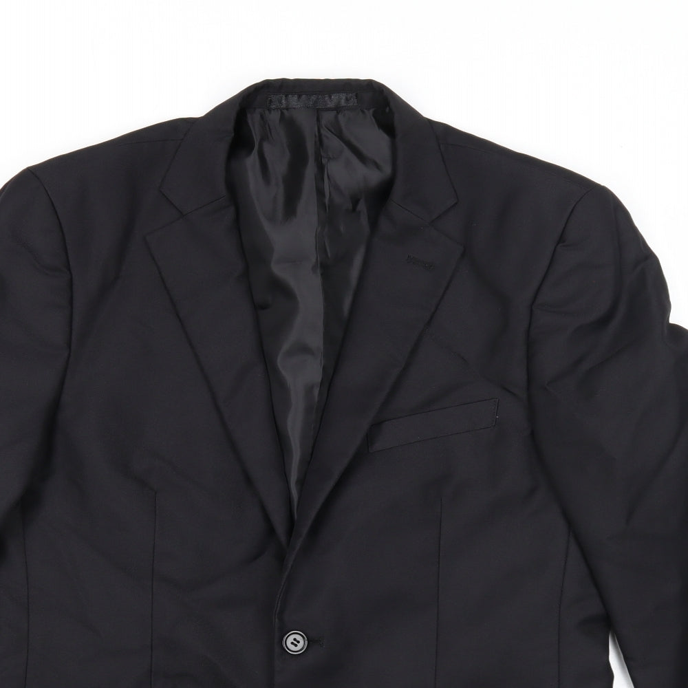 B&W Mens Black Polyester Jacket Suit Jacket Size 40 Regular