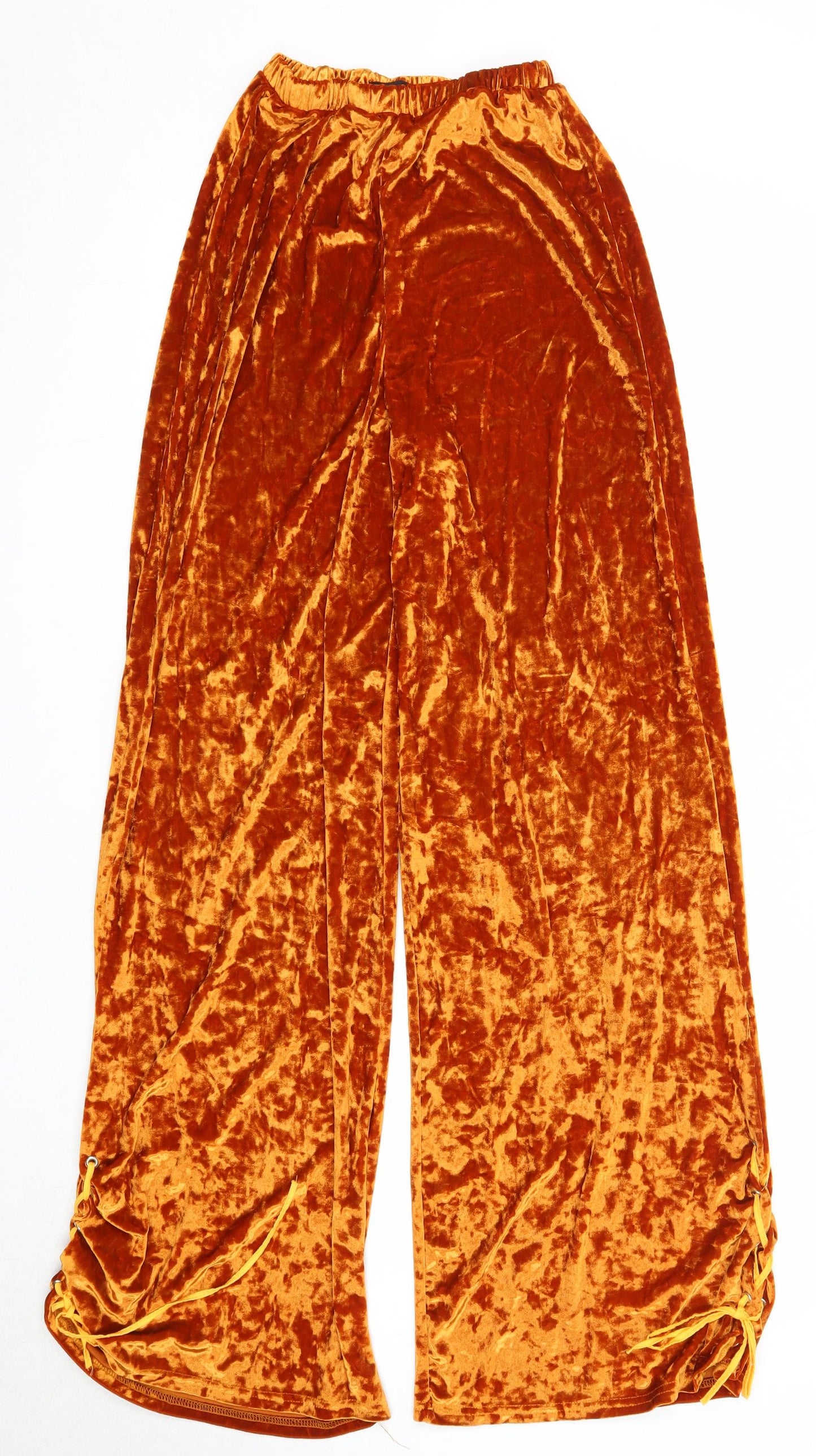 PRETTYLITTLETHING Womens Orange Polyester Trousers Size 6 Regular