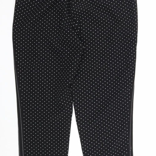 Emma & Olivia Womens Black Polka Dot Polyester Trousers Size 14 Regular Zip - Side Stripe Detail