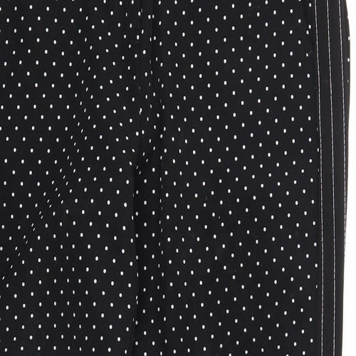 Emma & Olivia Womens Black Polka Dot Polyester Trousers Size 14 Regular Zip - Side Stripe Detail