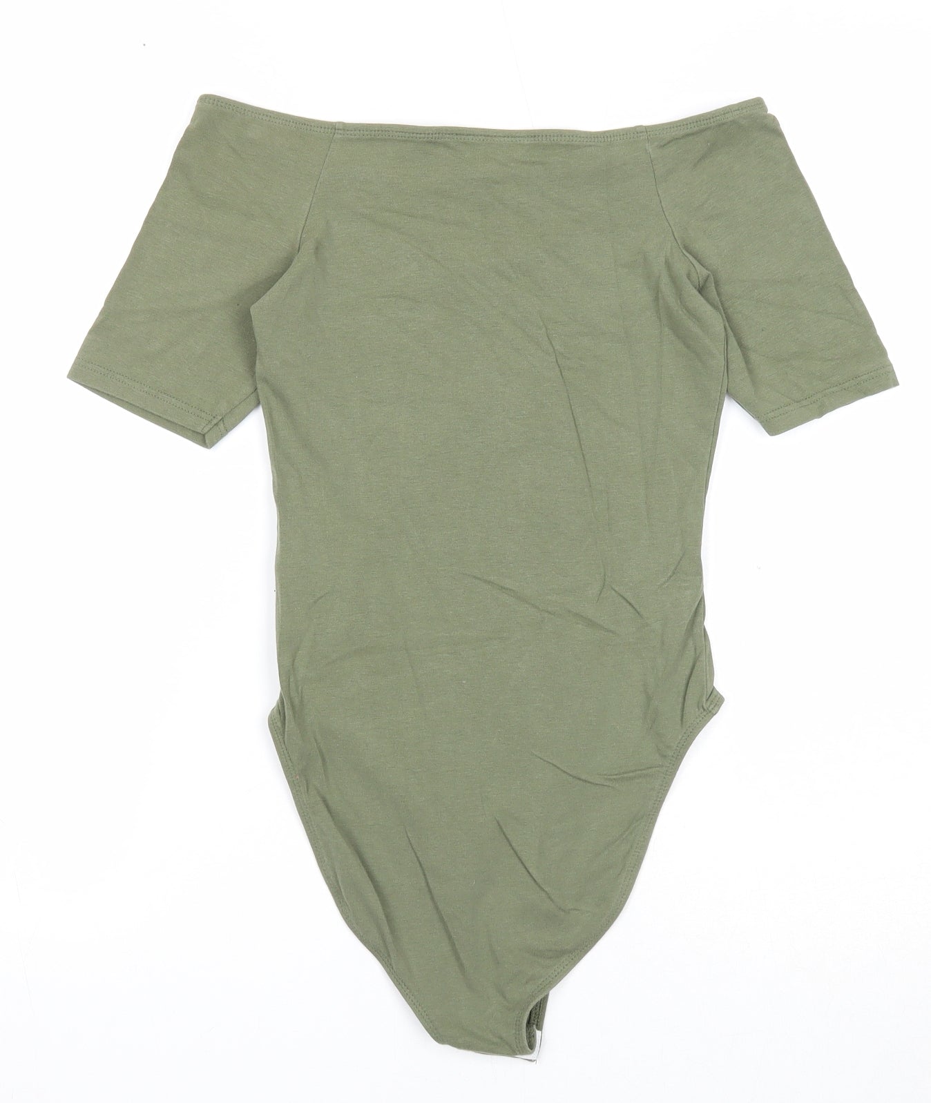 Miss Selfridge Womens Green Cotton Bodysuit One-Piece Size 8 Snap