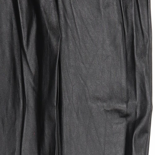 PRETTYLITTLETHING Womens Black Polyester Trousers Size 8 Regular - Faux Leather