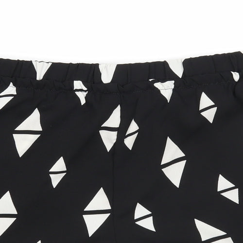 H&M Womens Black Geometric Polyester Basic Shorts Size 12 Regular Pull On