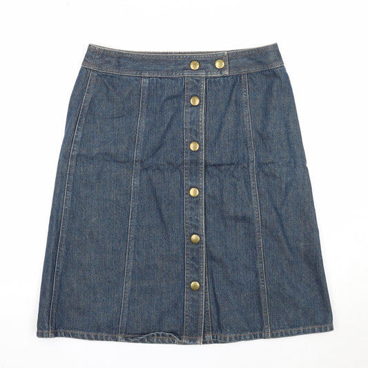 Gap Womens Blue Cotton A-Line Skirt Size 6 Snap