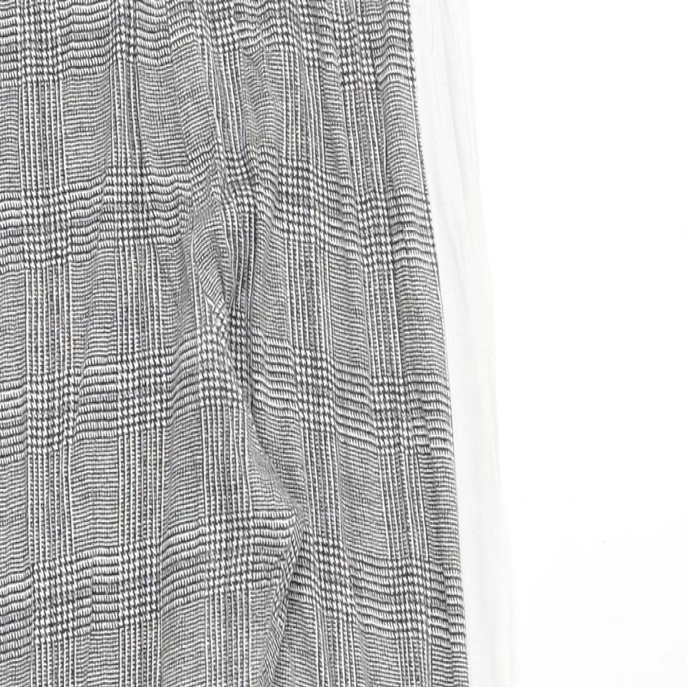Boohoo Womens Grey Plaid Polyester Jogger Trousers Size 12 Regular - Elastic Waist
