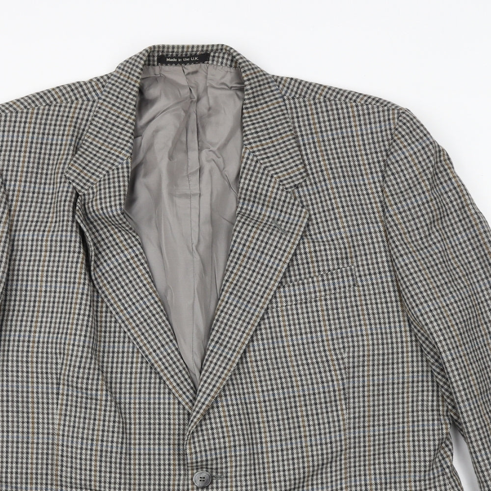 St Michael Mens Multicoloured Geometric Wool Jacket Blazer Size 42 Regular