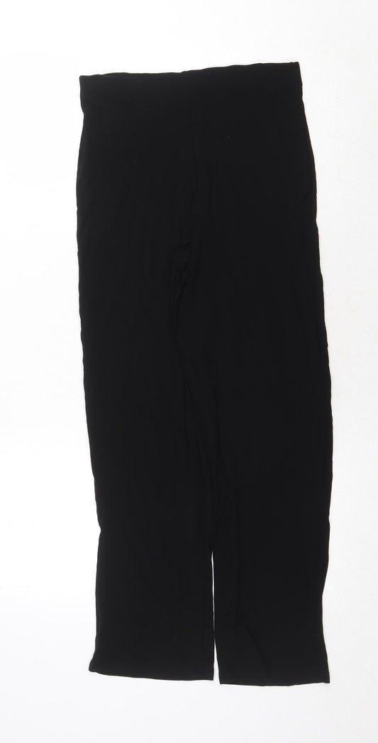 NEXT Womens Black Viscose Trousers Size 12 Regular - Elastic Waist
