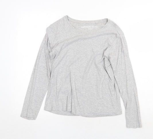 Capsule Womens Grey Cotton Basic T-Shirt Size 16 Round Neck