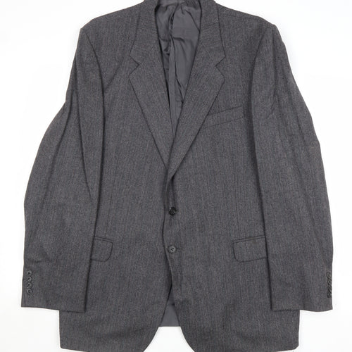 St Michael Mens Grey Striped Wool Jacket Suit Jacket Size 44 Regular