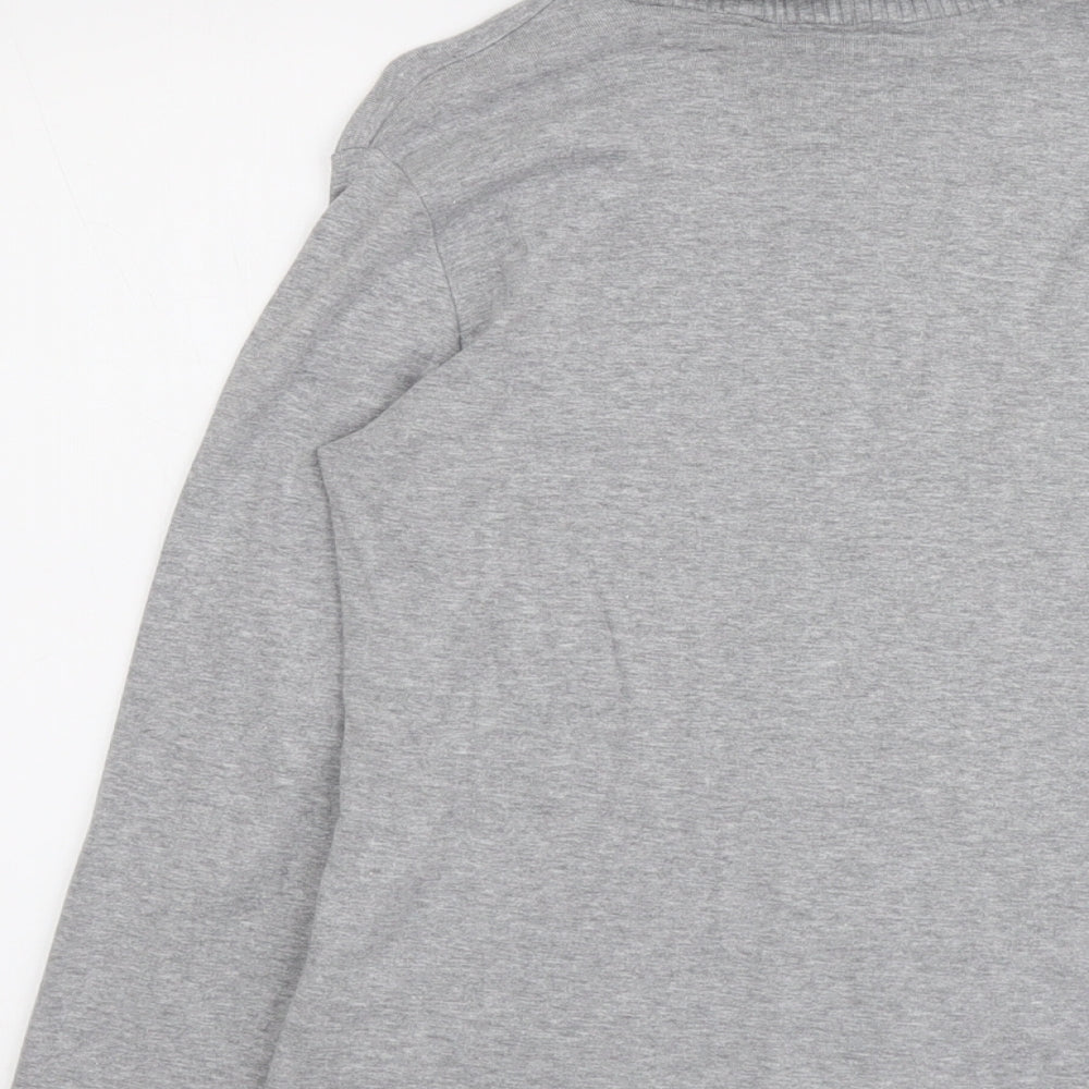 M&Co Womens Grey Cotton Basic T-Shirt Size L Roll Neck