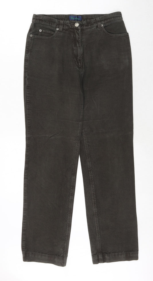 Boden Womens Grey Cotton Straight Jeans Size 12 Regular Zip