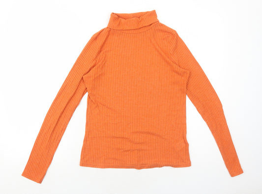 NEXT Womens Orange Roll Neck Viscose Pullover Jumper Size 10 Pullover