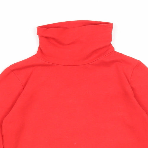 Mothercare Boys Red Cotton Basic T-Shirt Size 2-3 Years Roll Neck Pullover
