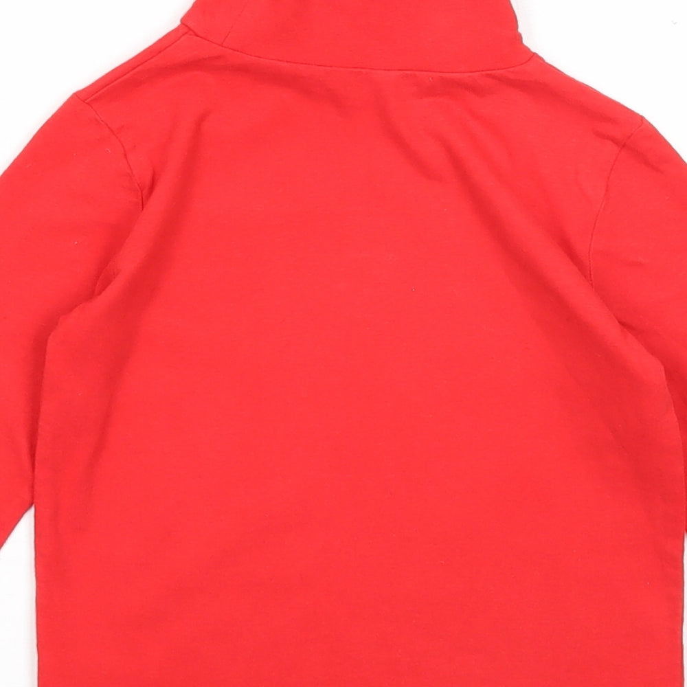 Mothercare Boys Red Cotton Basic T-Shirt Size 2-3 Years Roll Neck Pullover