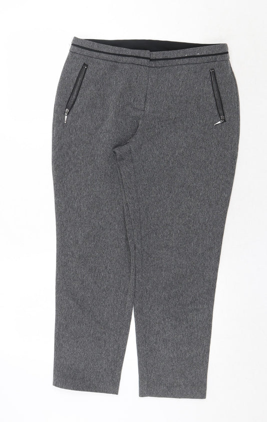 Dorothy Perkins Womens Grey Polyester Carrot Trousers Size 12 Regular Zip - Zipped Pockets