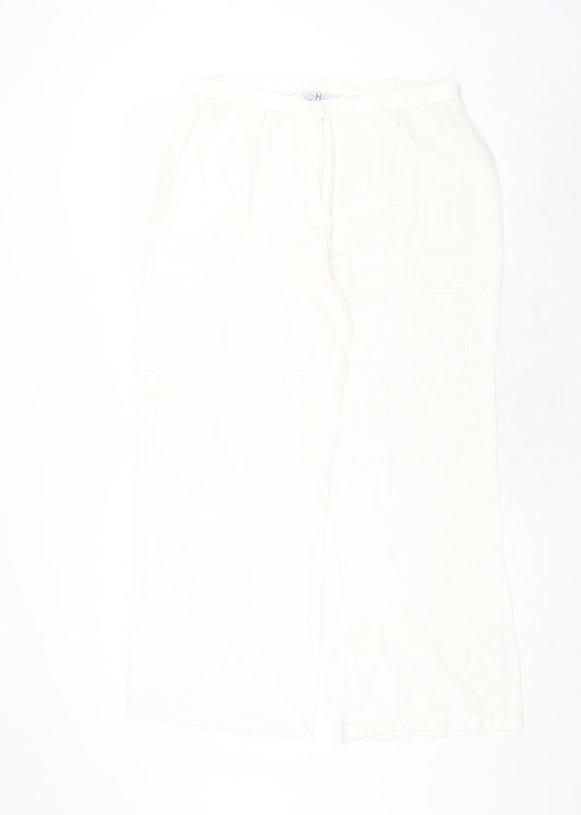 Joanna Hope Womens Ivory Viscose Trousers Size 14 Regular Zip