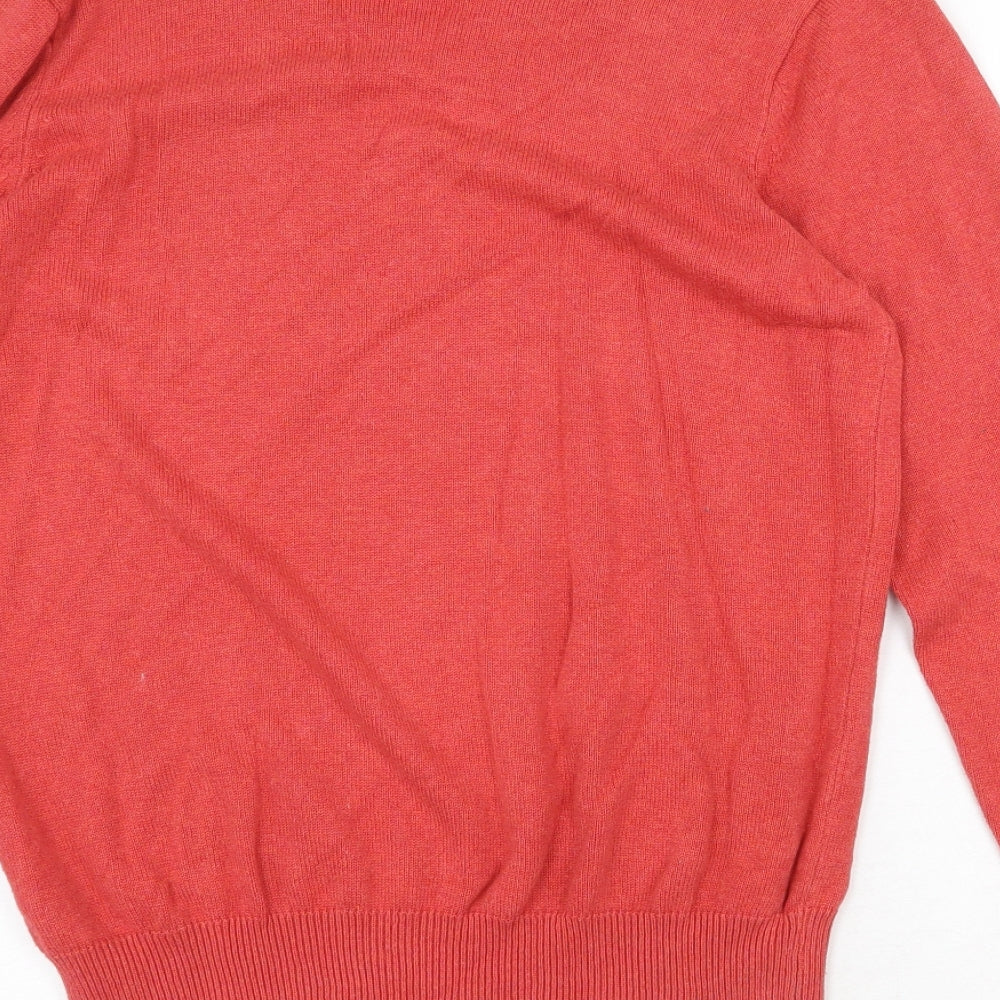 Marks and Spencer Mens Red V-Neck Cotton Pullover Jumper Size M Long Sleeve
