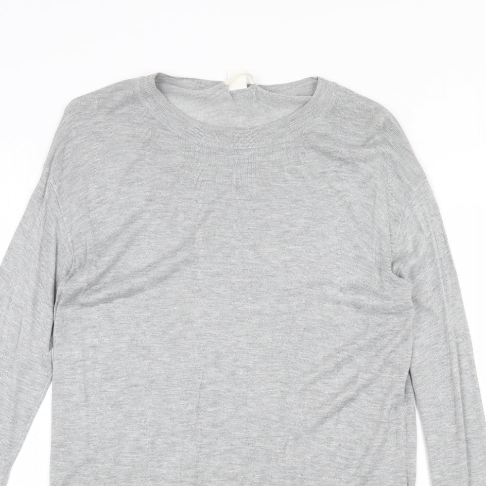 H&M Womens Grey Crew Neck Acrylic Pullover Jumper Size S