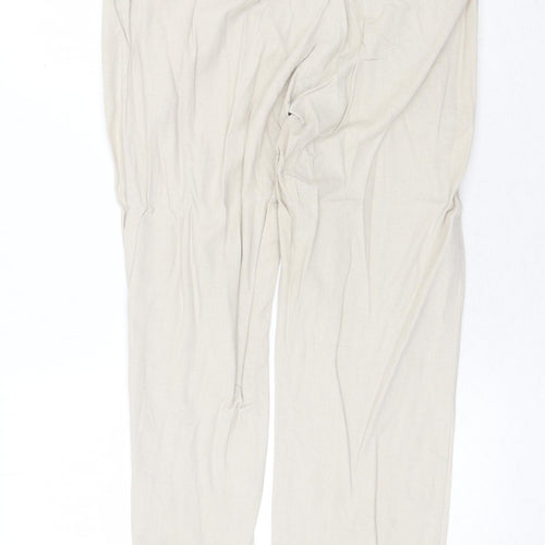 Select Womens Beige Linen Trousers Size 14 Regular Zip