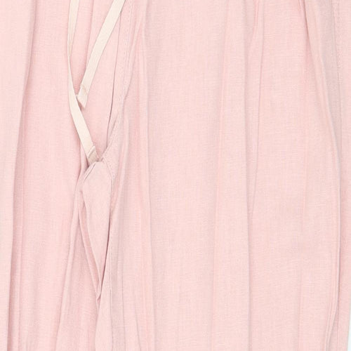 NEXT Womens Pink Linen Trousers Size 16 Regular Zip - Adjustable Waist