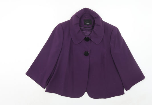 David Emanuel Womens Purple Polyester Jacket Size 16 Button