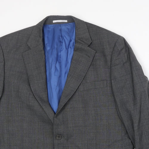 Chester Mens Grey Plaid Wool Jacket Suit Jacket Size 44 Regular