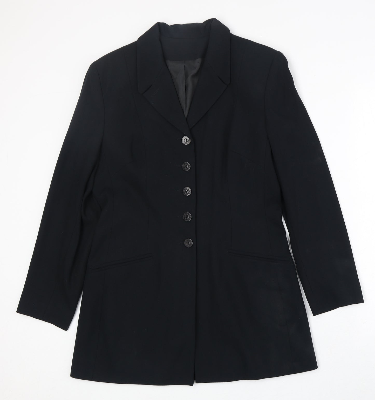 Richards Womens Black Polyester Jacket Blazer Size 12 Button