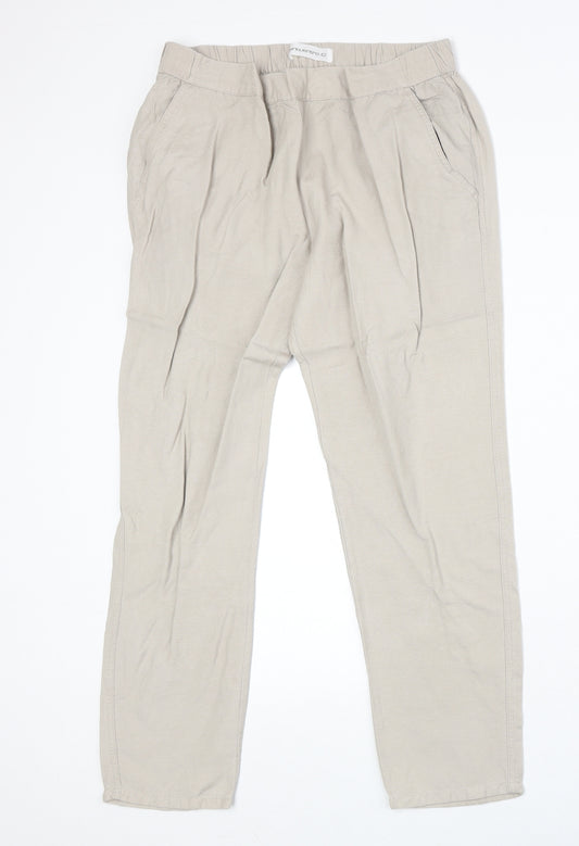 Encuentro Womens Beige Linen Chino Trousers Size 14 Regular