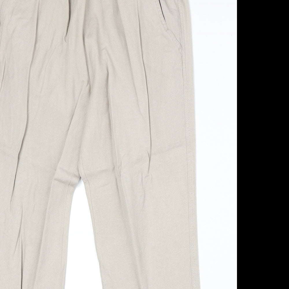 Encuentro Womens Beige Linen Chino Trousers Size 14 Regular