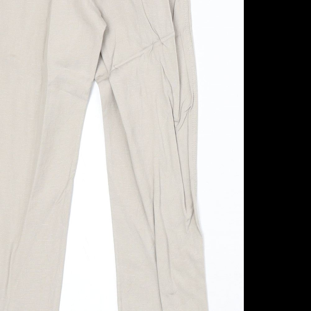 Encuentro Womens Beige Linen Chino Trousers Size 14 Regular