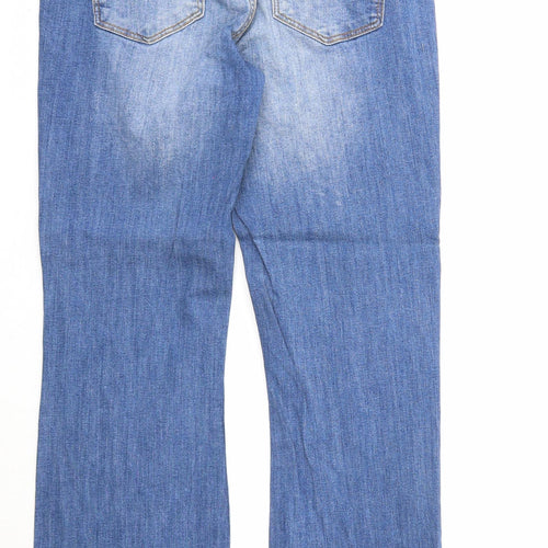 JDY Womens Blue Cotton Straight Jeans Size 32 in L32 in Regular Zip