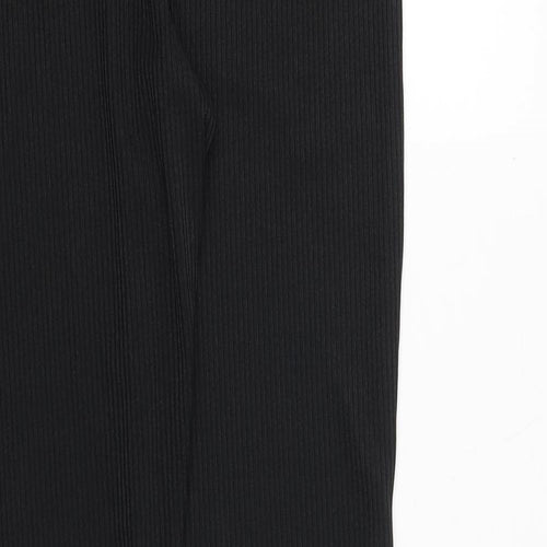 Misspap Womens Black Polyester Carrot Leggings Size 14 Regular - Ribbed