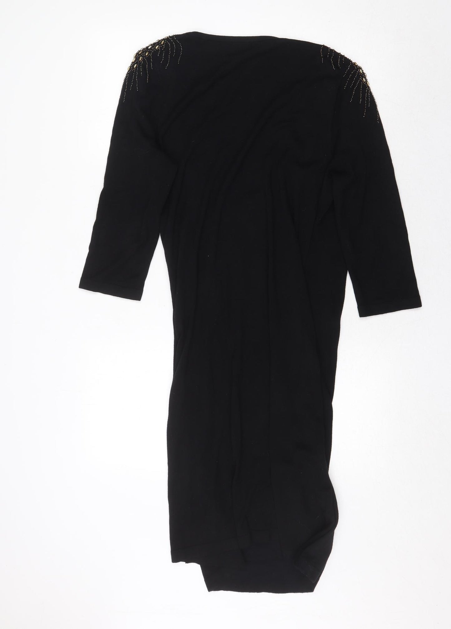 Kaliko Womens Black V-Neck Viscose Pullover Jumper Size 14