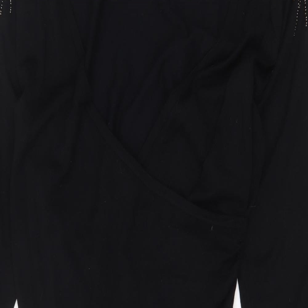 Kaliko Womens Black V-Neck Viscose Pullover Jumper Size 14