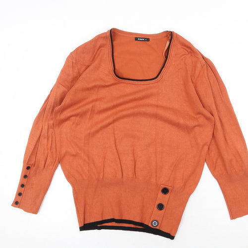 Roman Womens Orange Round Neck Viscose Pullover Jumper Size 14