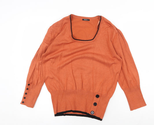 Roman Womens Orange Round Neck Viscose Pullover Jumper Size 14