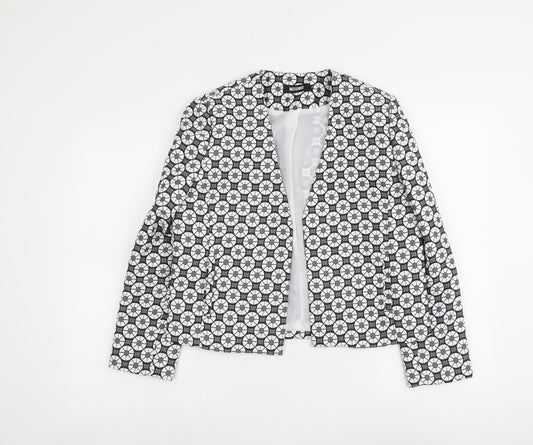 Missguided Womens Grey Geometric Polyester Jacket Blazer Size 10