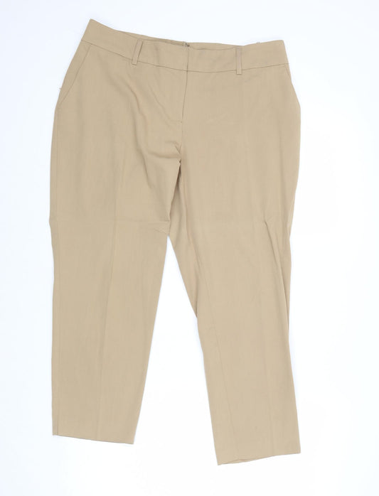 Dorothy Perkins Womens Beige Polyester Trousers Size 14 Regular Zip