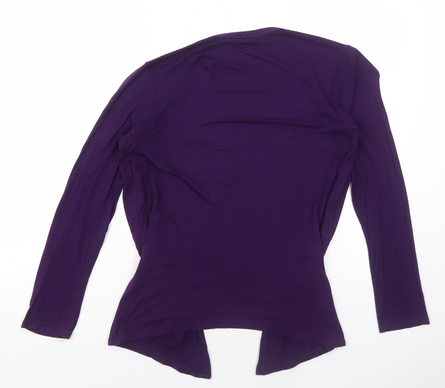 Oui Womens Purple Viscose Basic Blouse Size M V-Neck - Open
